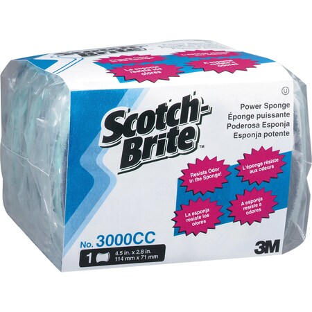 Scotch-Brite Power Sponge, Dual Pad/Sponge, 4-1/2"x2-4/5"x7/10", AA, PK 5 MMM3000CC
